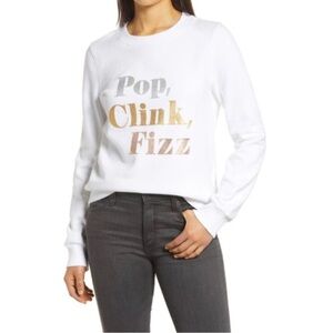 1901 Nordstrom Womens Pop, Clink, Fizz Graphic Sweatshirt White Size XS